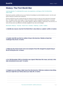 Free Ww1 Worksheet | Year 5 Core | BookFlik