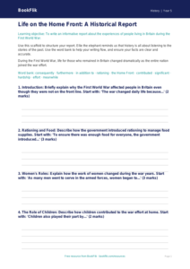 Free Ww1 Writing Frame | Year 5 Core | BookFlik