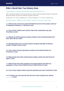 Free WW2 Quiz for Year 4 | History Worksheet | BookFlik