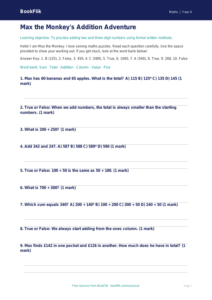 Free Addition Quiz | Year 4 Supported | BookFlik