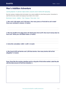 Free Addition Worksheet | Year 4 Supported | BookFlik