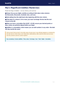 Free Addition Poster | Year 5 Core | BookFlik