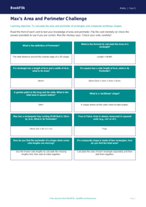 Free Area And Perimeter Flashcards | Year 5 Core | BookFlik