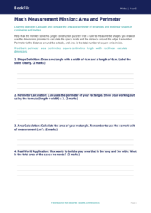 Free Area And Perimeter Template | Year 5 Core | BookFlik