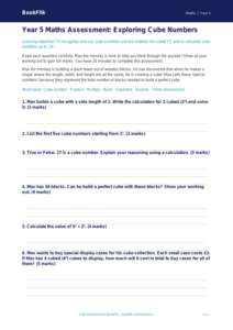 Free Cube Numbers Assessment | Year 5 Core | BookFlik