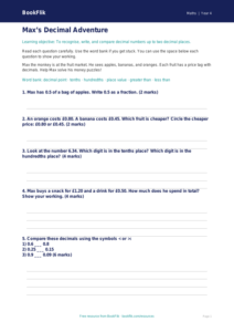 Free Decimals Assessment | Year 4 Supported | BookFlik
