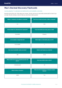 Free Decimals Flashcards | Year 4 Supported | BookFlik