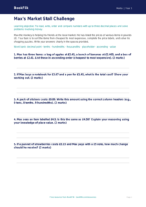 Free Decimals Activity Sheet | Year 5 Core | BookFlik