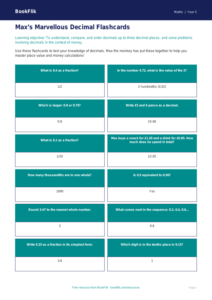 Free Decimals Flashcards | Year 5 Core | BookFlik