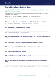 Free Decimals Quiz | Year 5 Core | BookFlik