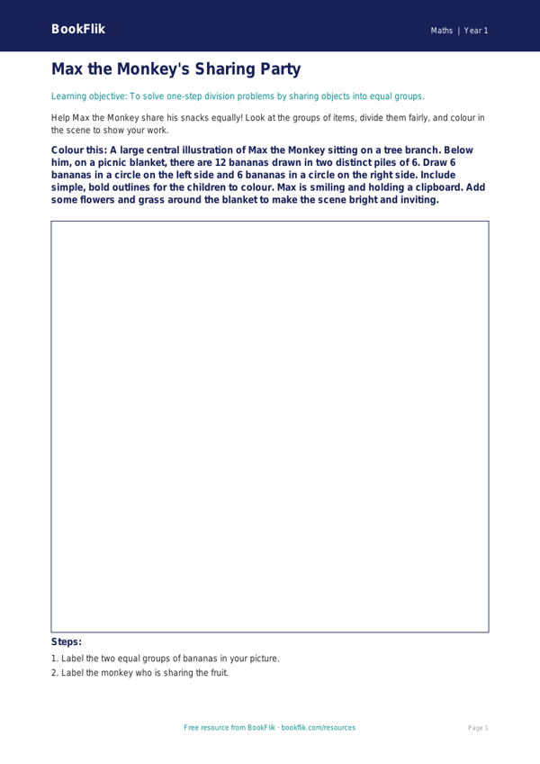 Free Division Colouring Page | Year 1 Core | BookFlik worksheet preview — Maths Division