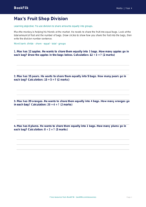 Free Division Activity Sheet | Year 4 Supported | BookFlik