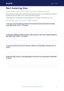 Free Easter Maths Worksheet | Year 4 Supported | BookFlik