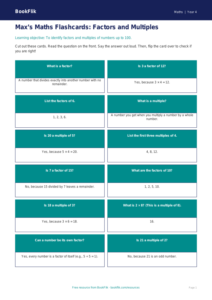 Free Factors And Multiples Flashcards | Year 4 Supported | BookFlik