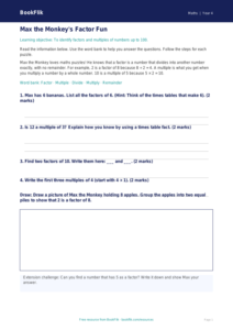 Free Factors And Multiples Track Sheet | Year 4 Supported | BookFlik