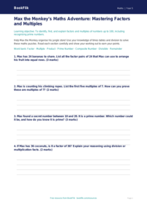 Free Factors And Multiples Template | Year 5 Core | BookFlik