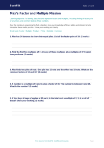 Free Factors And Multiples Worksheet | Year 5 Core | BookFlik