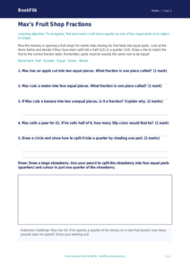 Free Fractions Activity Sheet | Year 1 Core | BookFlik