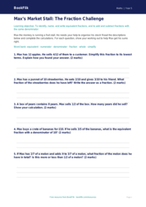 Free Fractions Activity Sheet | Year 5 Core | BookFlik