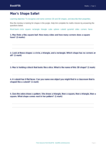 Free Geometry Worksheet | Year 1 Core | BookFlik
