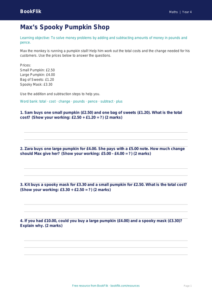 Free Halloween Maths Activity Sheet | Year 4 Supported | BookFlik