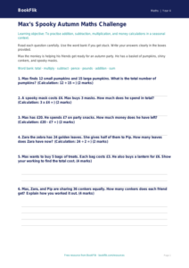 Free Halloween Maths Assessment | Year 4 Supported | BookFlik