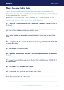 Free Halloween Maths Quiz | Year 4 Supported | BookFlik