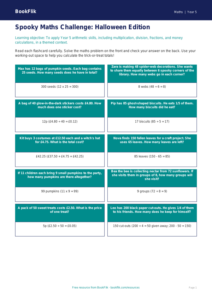 Free Halloween Maths Flashcards | Year 5 Core | BookFlik