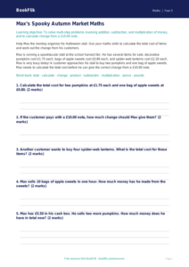 Free Halloween Maths Track Sheet | Year 5 Core | BookFlik