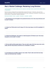 Free Long Division Activity Sheet | Year 5 Core | BookFlik