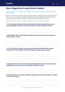Free Long Division Template | Year 5 Core | BookFlik