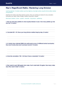 Free Long Division Worksheet | Year 5 Core | BookFlik