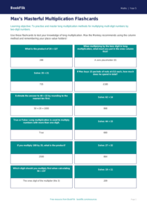 Free Long Multiplication Flashcards | Year 5 Core | BookFlik