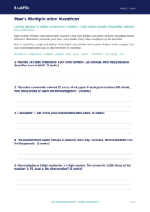 Free Long Multiplication Worksheet | Year 5 Core | BookFlik