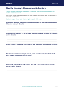 Free Measurement Worksheet | EYFS Core | BookFlik