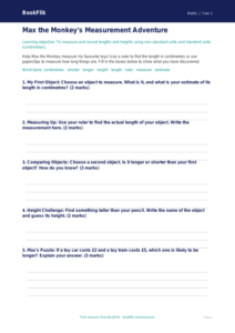 Free Measurement Worksheet for Year 1 | BookFlik
