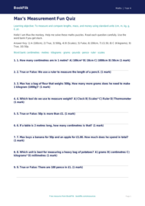 Free Measurement Quiz | Year 4 Supported | BookFlik