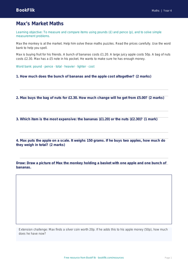 Free Measurement Track Sheet | Year 4 Supported | BookFlik worksheet preview — Maths Measurement