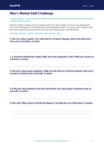 Free Measurement Activity Sheet | Year 5 Core | BookFlik