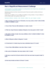 Free Measurement Quiz | Year 5 Core | BookFlik