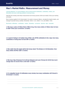 Free Measurement Worksheet | Year 5 Core | BookFlik