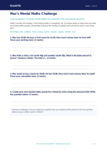 Free Mental Maths Template | Year 4 Supported | BookFlik