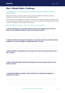 Free Mental Maths Worksheet | Year 5 Core | BookFlik