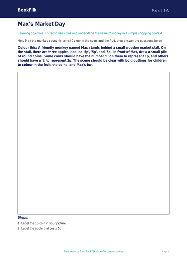 Free Money Colouring Page | Eyfs Core | BookFlik worksheet preview — Maths Money