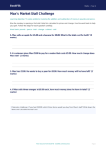 Free Money Template | Year 4 Supported | BookFlik