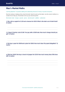 Free Money Worksheet | Year 4 Supported | BookFlik