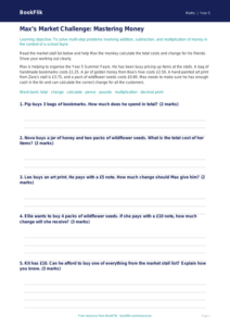 Free Money Track Sheet | Year 5 Core | BookFlik