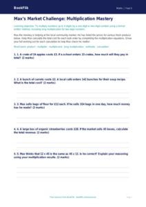 Free Multiplication Activity Sheet | Year 5 Core | BookFlik