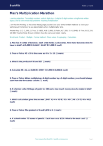 Free Multiplication Quiz | Year 5 Core | BookFlik