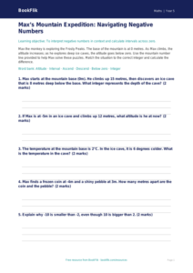 Free Negative Numbers Activity Sheet | Year 5 Core | BookFlik